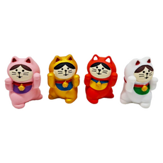 Concombre Decole福氣招財貓咪玩具招財貓舞組合 粉色 + 金色 + 紅色 +白色, 1組