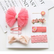 JirehBow 韓國髮飾 韓系氣質7件組, 桃粉色, 19 x 19.5 x 4cm