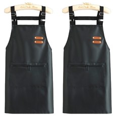 심쿵하니 다용도 방수 앞치마, 블랙, 2개