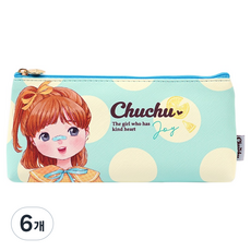 포포팬시 츄츄 캐릭터 빅도트 필통 파우치, 민트, 6개