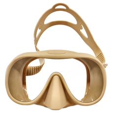 AQUATEC 無框矽膠單面鏡 男用 MK-202 寬版, 17.7 x 9.7cm, 米色(Beige)