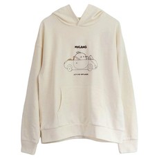MOLANG 萌浪兔 連帽上衣, L, 開車兜風 米色