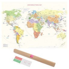 AIDEN WORLD TRAVEL MAP 世界地圖海報 象牙白, 1組
