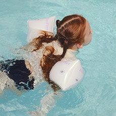 藍波臂圈 兒童成人通用 戲水游泳輔助用品 + 修補貼片, 1個, 白色薰衣草紫