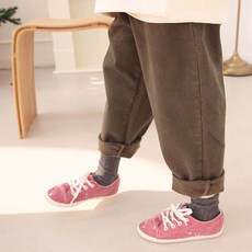 sonyun market 兒童刷毛寬鬆杏色彈性棉褲