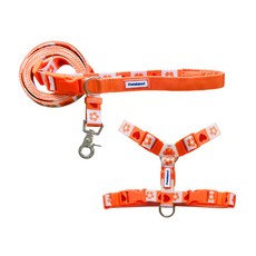 PETSLAND 하트팝 H型胸背帶 + 免持牽繩組合, 橘橙色, 1個