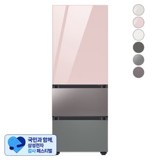 [삼성 감사 페스티벌] [색상선택형] 삼성전자 비스포크 김치플러스 냉장고 방문설치, 글램 핑크 + 브라우니 실버 + 새틴 그레이, RQ33A74A1AP