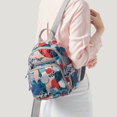 ADDEDIT 女款花朵圖案旅行用迷你雙肩後背包, 薄荷