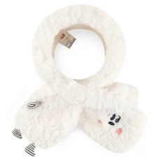 milk mile 童款可愛風立體插圖刺繡絨毛圍巾