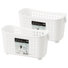 inomata 收納長方吊籃 可吊掛在曬衣桿上 方便收納曬衣用品 可連接使用, 白色, 1組