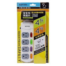 Kinyo 安全延長線 4開4插 CG1449, 1個, 2.7m