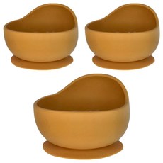 矽膠吸盤蝸牛碗, 耐熱220度, 可冷藏可微波, 尺寸11.5 x 9cm, 芥末黃, 3個