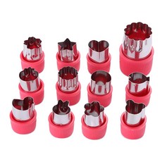 mimi n o 餅乾蔬菜造型切模 12件組, 1套, 粉紅色