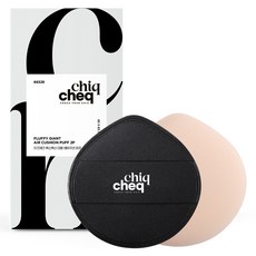 Cheek Check 蓬鬆柔軟特大氣墊粉撲 2入 + 收納盒 2入組, 1套, 黑色