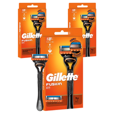 Gillette 吉列 正品 Fusion 手動刮鬍刀刀架 + 2入刀片組, 3套