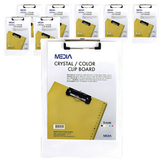 MEDIA 水晶彩色板夾 A4, 透明色, 8個