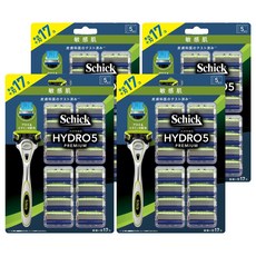 Schick 舒適牌 水次元 5Premium 敏感肌用刮鬍刀組 刀把 + 刀片 17個, 1組, 4盒