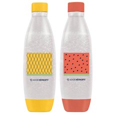 sodastream 水滴型專用水瓶 2瓶 洗碗機適用, 熱帶水果 黃色 + 紅色, 1L