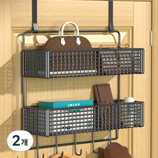 마켓플랜 걸이형 도어 2단 수납행거, 블랙, 2개