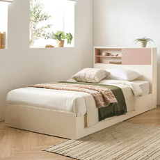 리바트 커먼베드 자녀가구 슬라이딩 도어형 침대 일반형 박스형 방문설치, 핑크+핑크도어