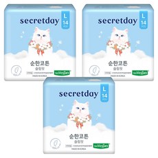 secretday 柔棉輕薄蝶翼型衛生棉, L, 14片, 3包