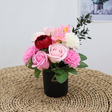 Bluehen 香皂花 黑色版 中心擺飾, 粉紅色, 1個