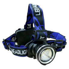 LED強光頭燈 可換電池 589-C C款 頭燈 + 電池 + 充電器 + 帽勾, 魚眼廣角款 黑色 + 藍色, 1組