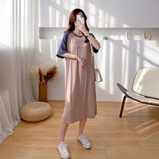 ALL NINE A-Hope孕婦拼色短袖連身裙