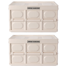 JINSIMGAMSUNG 多用途折疊收納箱, 乳白色, 2入