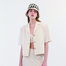 올리브데올리브 여성용 통기성 린넨 블렌드 크롭 자켓