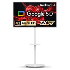더함 CHIQ 4K UHD QLED DLG 120Hz 돌비 AI 스마트 구글5.0 TV +이동식 스탠드 세트, 109cm(43인치), UA431QLED Google5.0 120Hz 2025 WHITE, 스탠드형, 고객직접설치