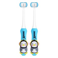 베이비 펭수 3D 키즈 칫솔, 블루, 2개, 1개입