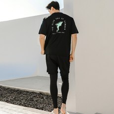 튜브트리 남성용 루즈핏 반팔 래쉬가드 상의 + 비치팬츠 세트 AE8206PL