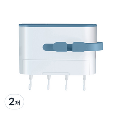 온메이커 다용도 드라이기 수납 정리 벽걸이 거치대, 블루, 2개
