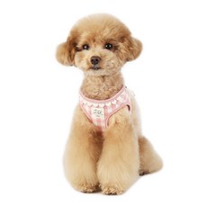 ITS DOG 愛心格紋狗狗胸背帶, 粉紅色