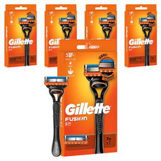 Gillette 吉列 正品 Fusion 手動刮鬍刀握把 + 刀片2入組, 5套