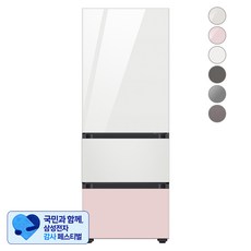 [삼성 감사 페스티벌] [색상선택형] 삼성전자 비스포크 김치플러스 냉장고 방문설치, 글램 화이트 + 코타 화이트 + 글램 핑크, RQ33A74A1AP