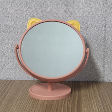커몽커몽 귀여운 고양이 탁상거울, 핑크
