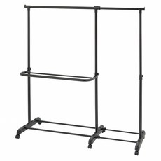 ikloo 宜酷屋 單層雙桿多功能伸縮曬衣架, 黑色, 1個