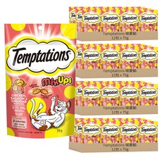 Temptations 喵愛餡 貓點心 三重奏, 雞肉 + 鮭魚 + 起司, 75g, 48包