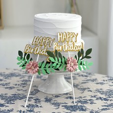 마메 생일케잌 토퍼 꽃장식, 골드, 4개