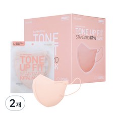 참존 톤업핏 스탠다드 황사방역용 KF94 마스크 대형, 코랄, 2개, 50개입