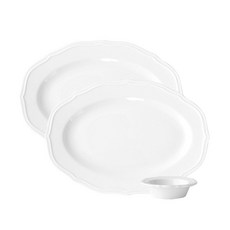 PRELUDE 簡約線條橢圓盤 + 醬料碗, 1套, 盤子 2p + 醬料碗