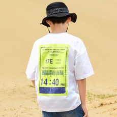 ghostrepublic 兒童螢光條碼印花寬鬆短袖T恤 JT-J3169