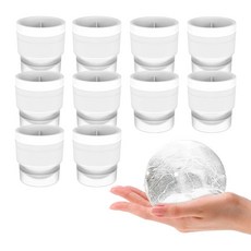 HappiMood 威士忌大冰塊模具 冰球製作器, 10個, 白色