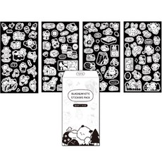 DASH&DOT 動物圖案無痕黑白貼紙組 4入, 跳舞款+瘋狂搭檔款+心靈雞湯款+博士款, 1組