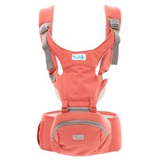 YODA 優的寶貝 二階段輕巧儲物座椅式揹帶 內層網孔布料透氣 超大容量儲物 前扣360度扣環 適用於3-36個月寶寶, 活力橘, 100公分 (約40吋)