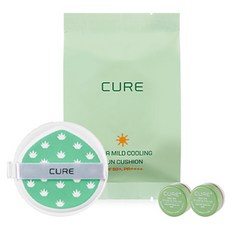 김정문알로에 라 센스 로에 큐어 아쿠아 마일드 쿨링 선쿠션 SPF50+ PA++++ 리필용 + 미니 2X 크림 3.5g x 2p 세트, 1개