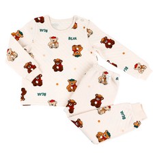 Maykids 童款柔軟小熊保款長袖家居套裝