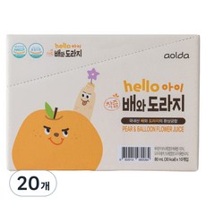 아올다 헬로아이 착즙 배와도라지, 혼합맛(배/도라지), 80ml, 20개
